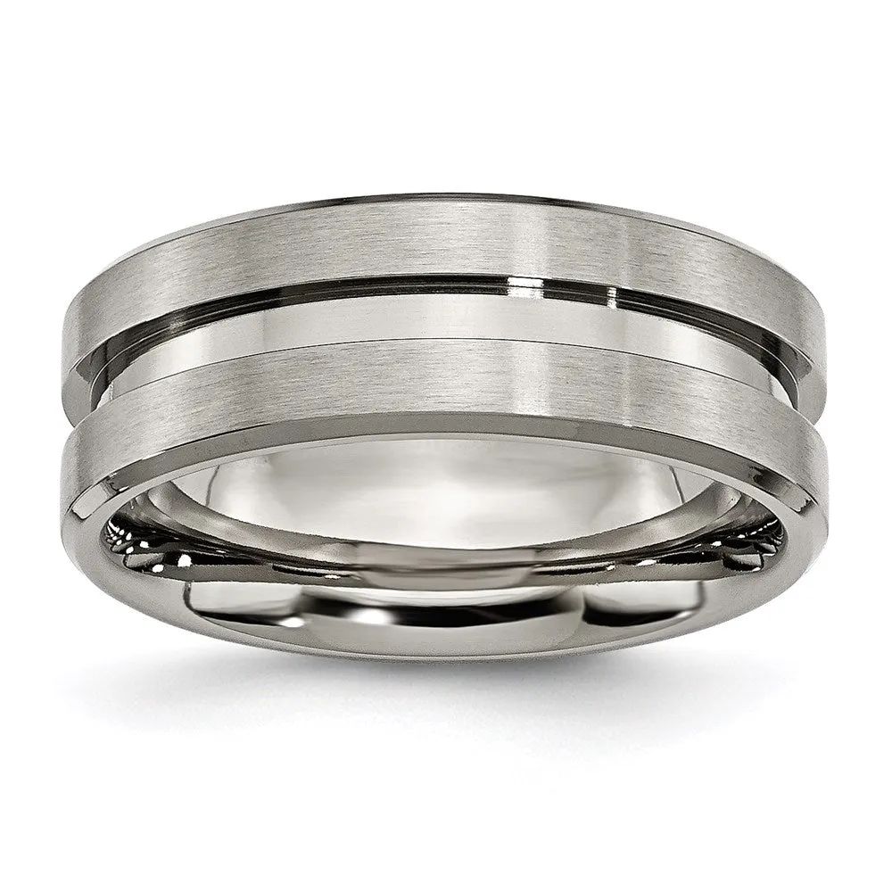 Titanium Grooved 8mm Brushed and Polished Band | TB180