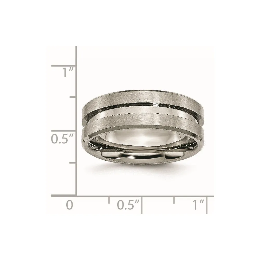 Titanium Grooved 8mm Brushed and Polished Band | TB180
