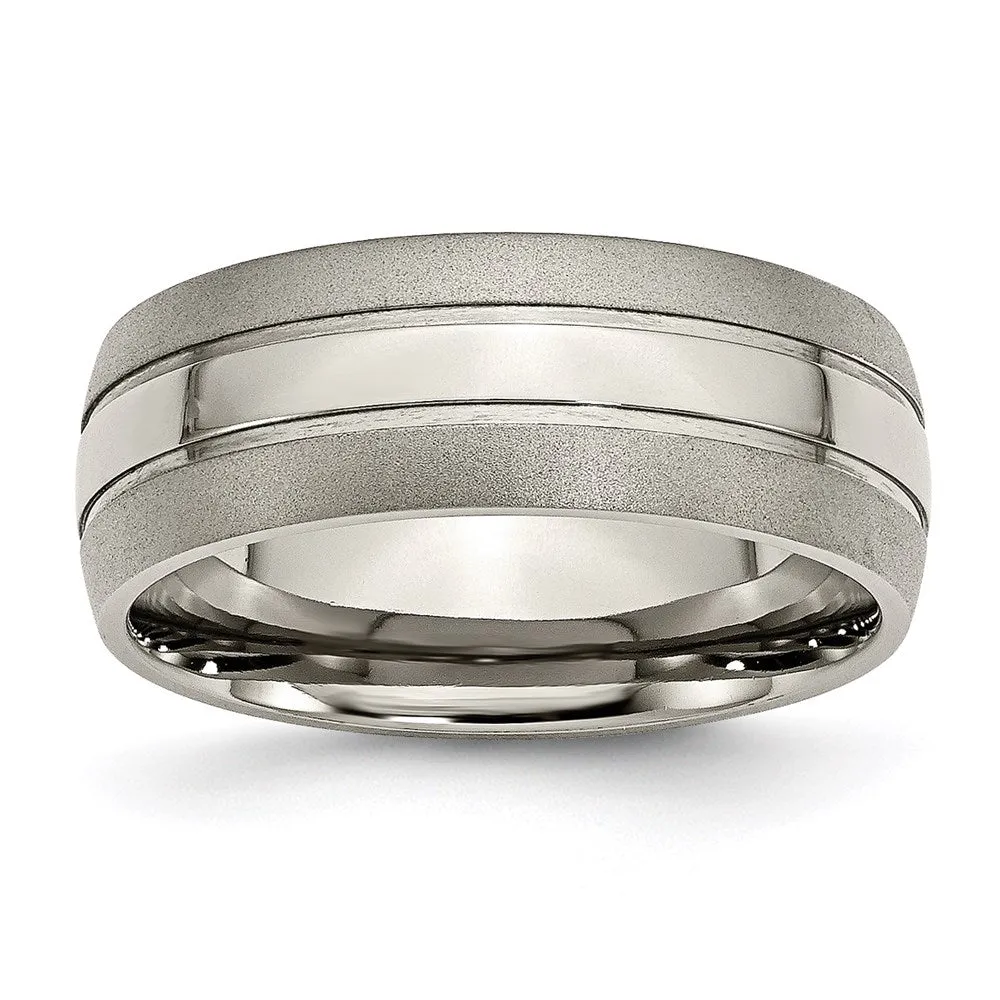 Titanium Grooved 8mm Brushed and Polished Band | TB191