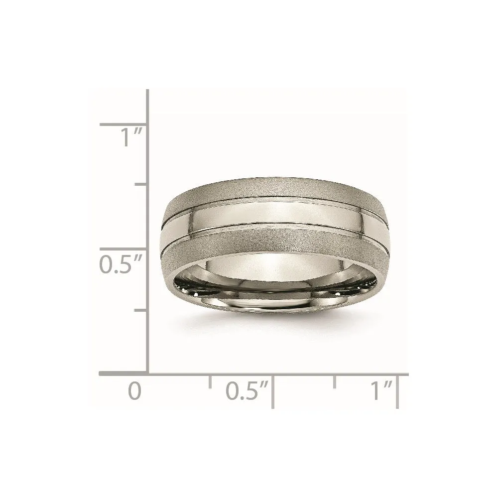 Titanium Grooved 8mm Brushed and Polished Band | TB191