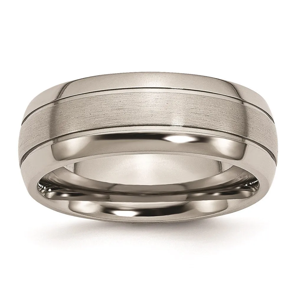 Titanium Grooved 8mm Brushed and Polished Band | TB30 