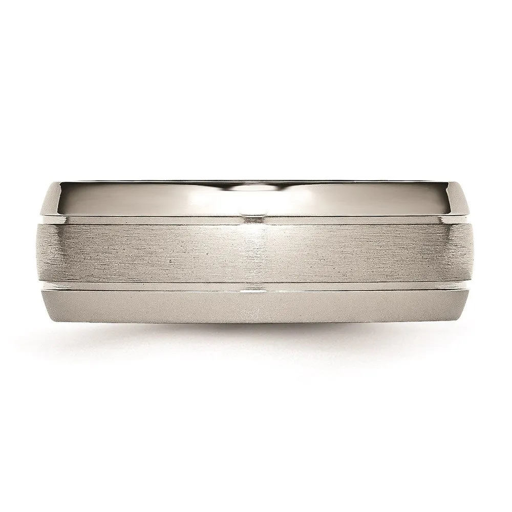 Titanium Grooved 8mm Brushed and Polished Band | TB30