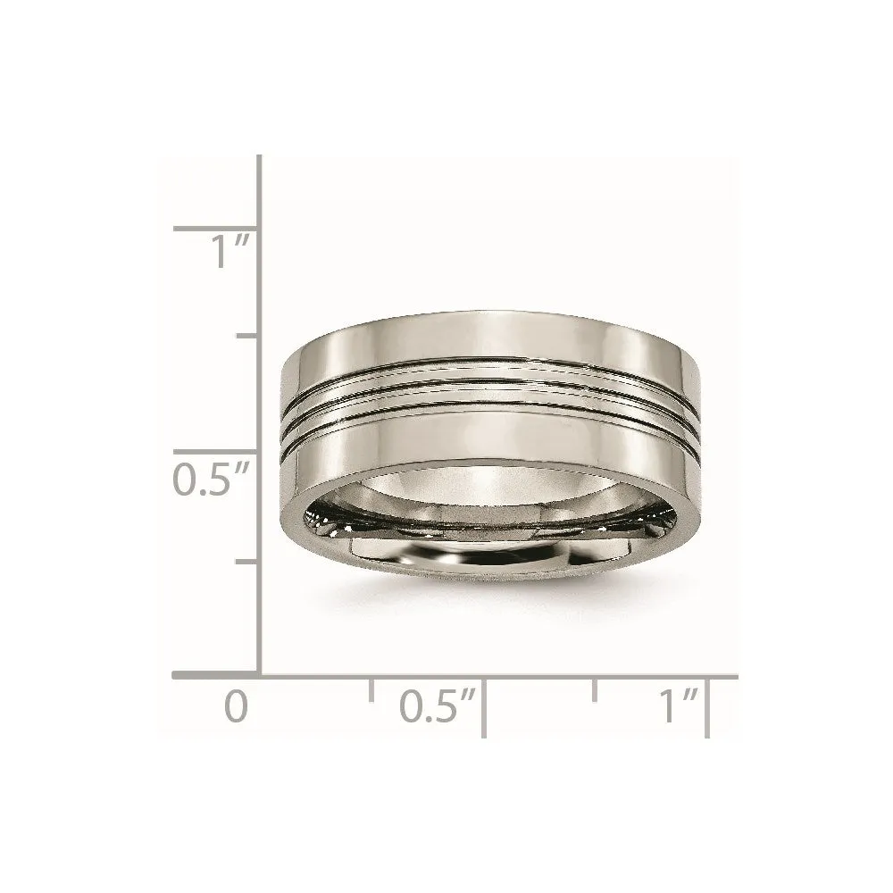 Titanium Grooved 9mm Polished Band | TB120