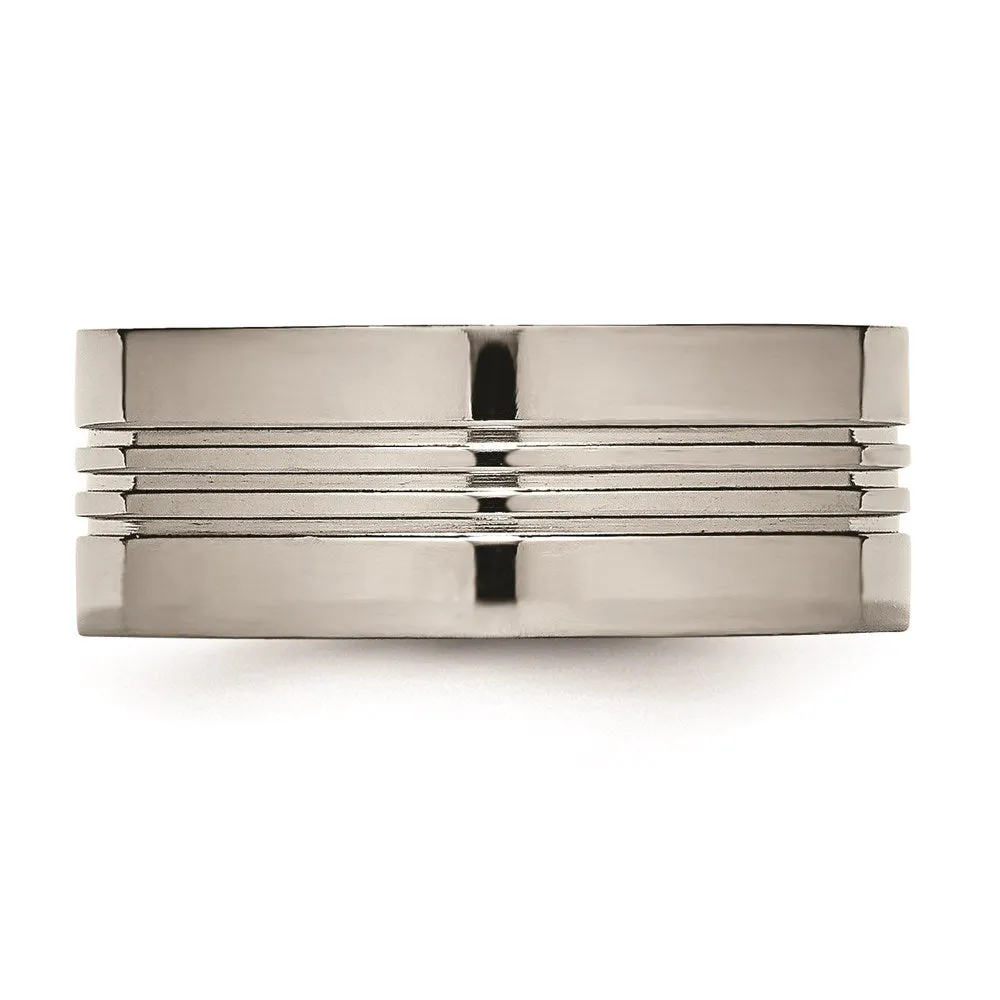 Titanium Grooved 9mm Polished Band | TB120