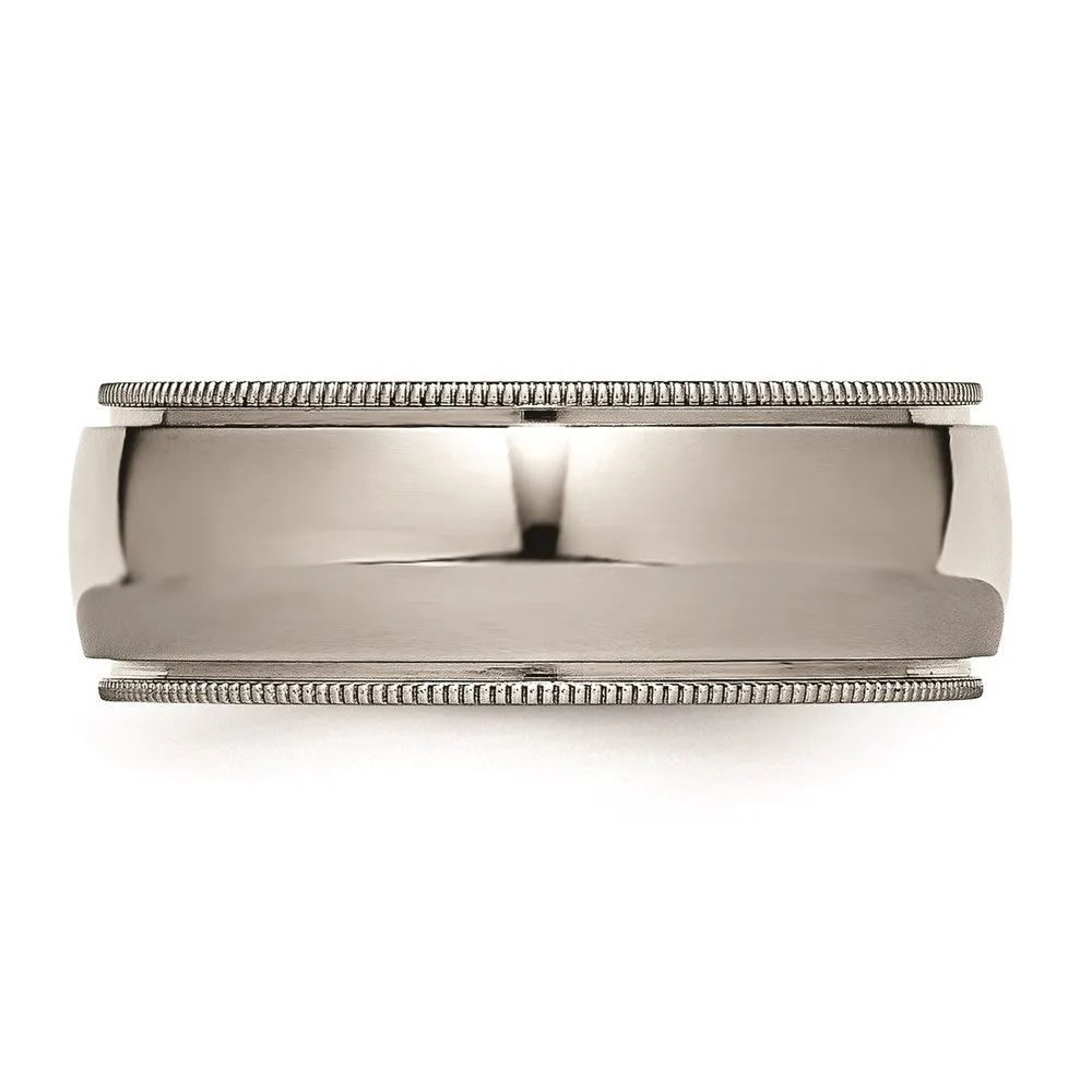 Titanium Grooved and Beaded Edge 8mm Polished Band | TB133