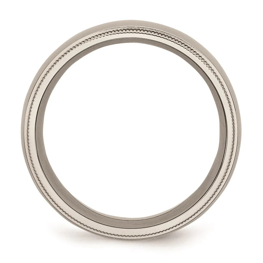Titanium Grooved and Beaded Edge 8mm Polished Band | TB133
