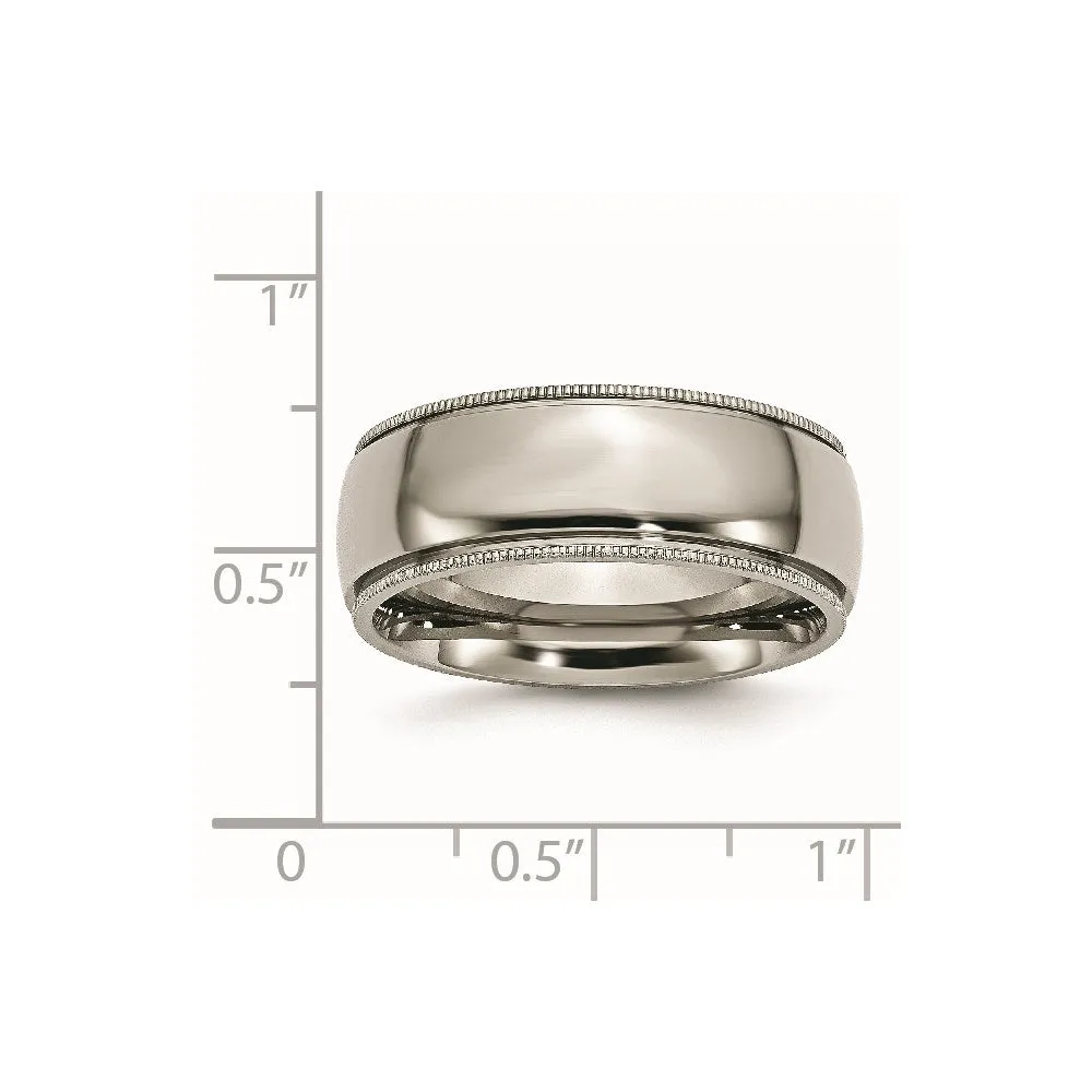 Titanium Grooved and Beaded Edge 8mm Polished Band | TB133