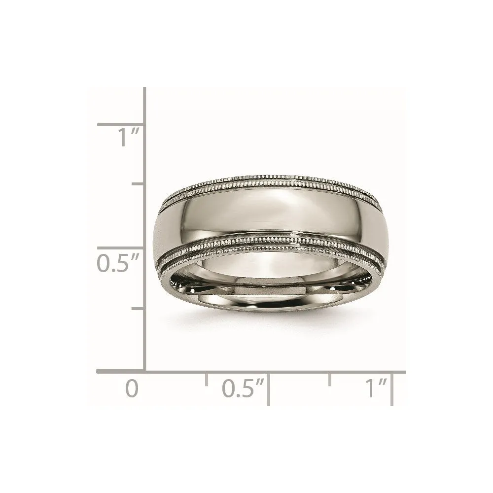 Titanium Grooved and Beaded Edge 8mm Polished Band | TB135
