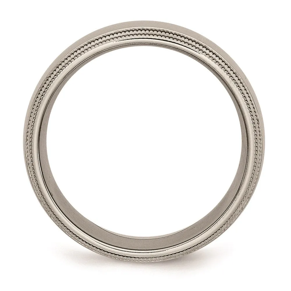 Titanium Grooved and Beaded Edge 8mm Polished Band | TB135
