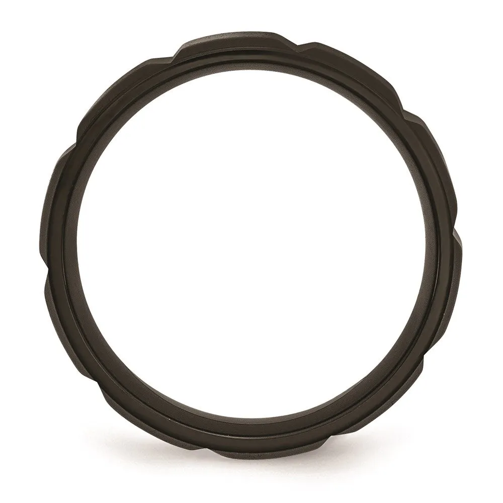 Titanium Grooved Black IP-plated 8mm Brushed and Polished Band | TB356