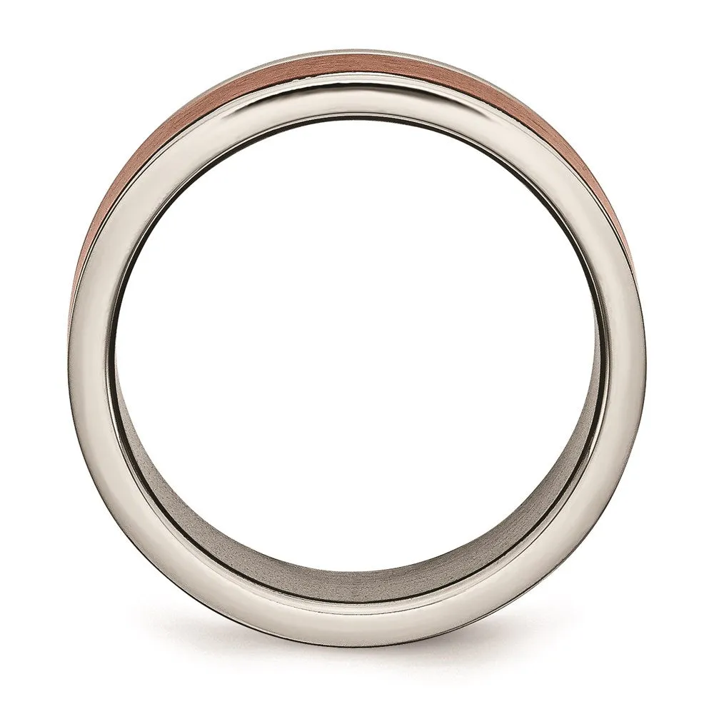 Titanium Grooved Edge 8mm Brown IP-plated Brushed/Polished Band | TB314