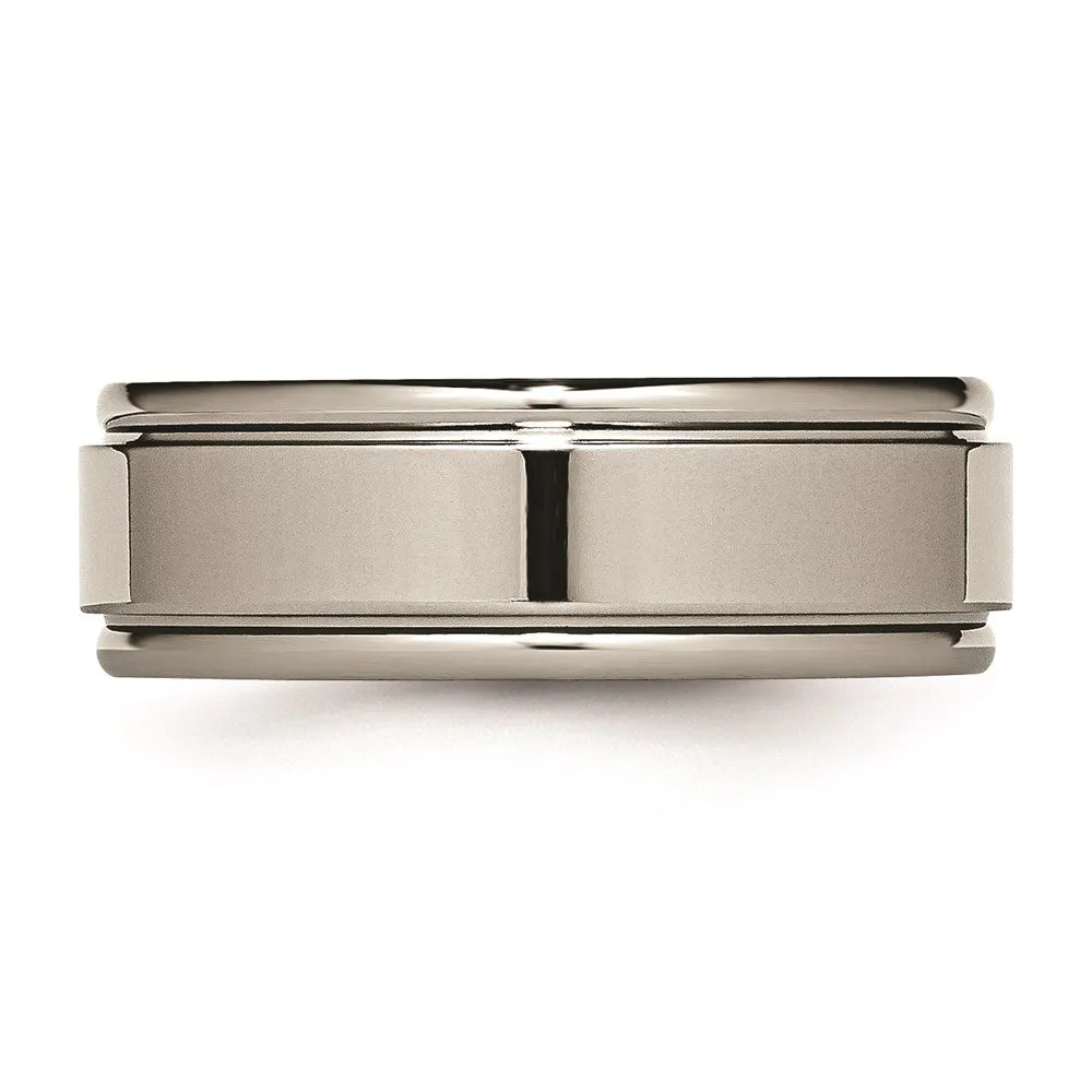 Titanium Grooved Edge 8mm Polished Band | TB40