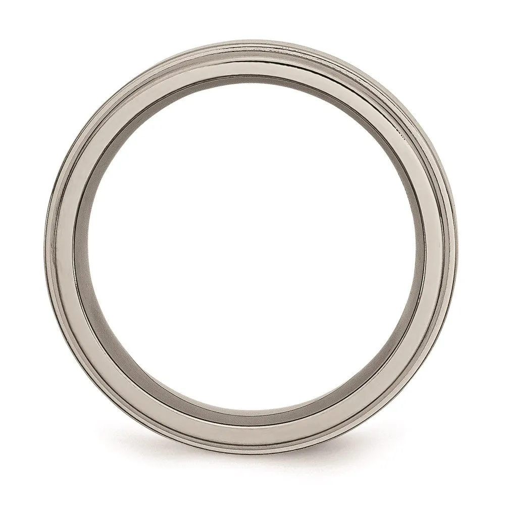 Titanium Grooved Edge 8mm Polished Band | TB40