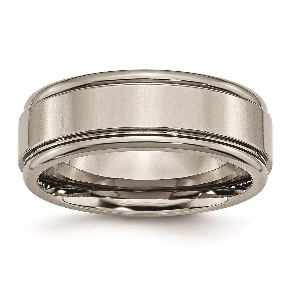 Titanium Grooved Edge 8mm Polished Band | TB40