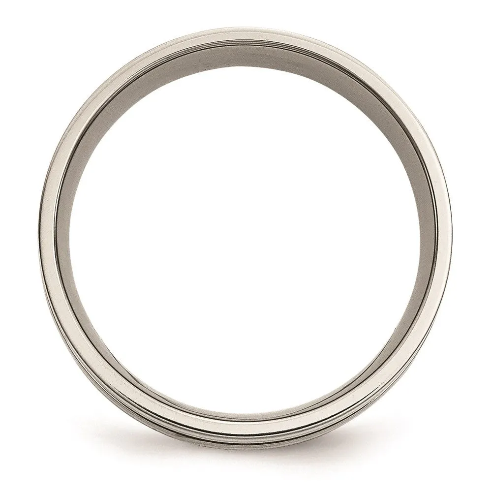 Titanium Grooved Sterling Silver Inlay 8mm Brushed Band | TB215