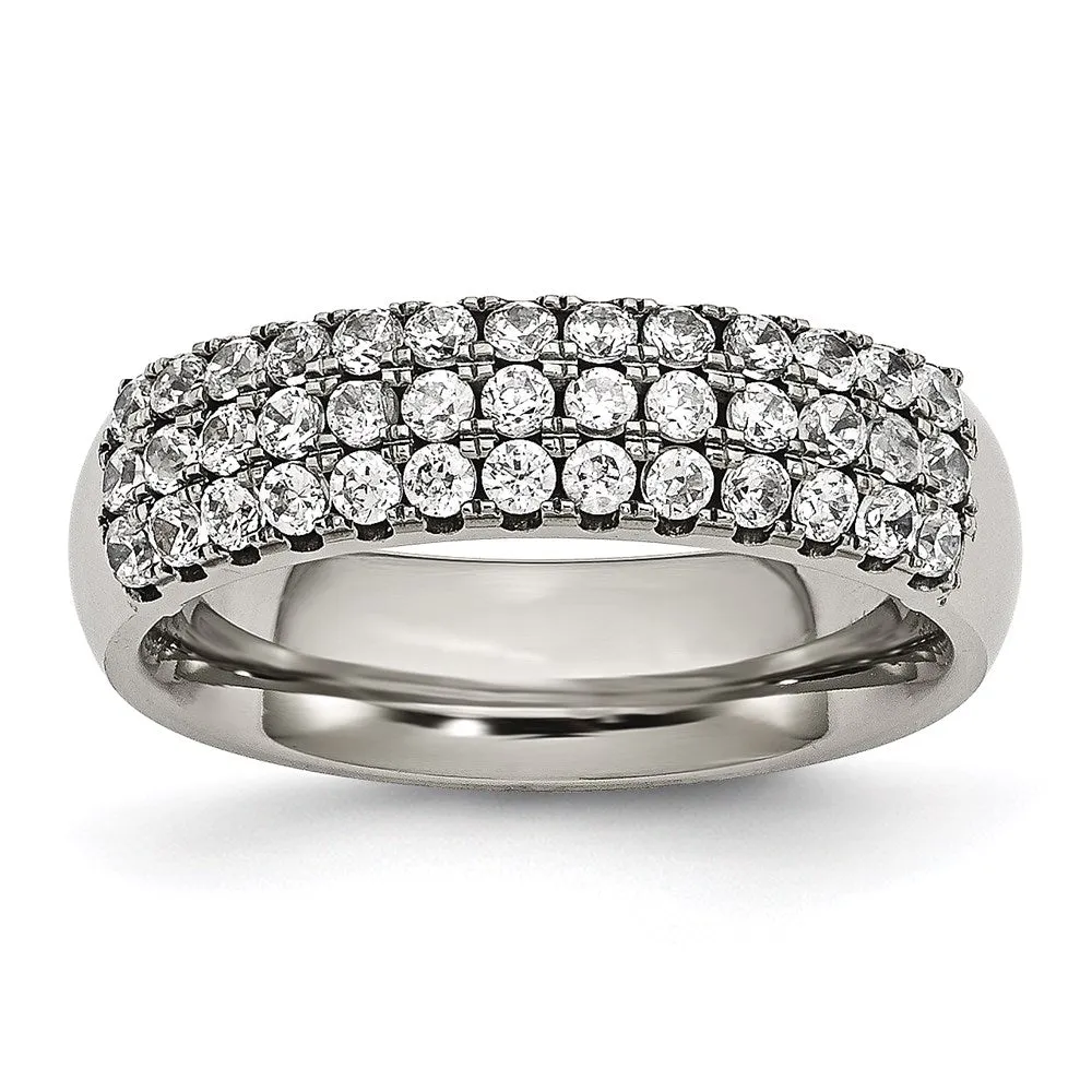Titanium Multi-row CZ Ring | TB374
