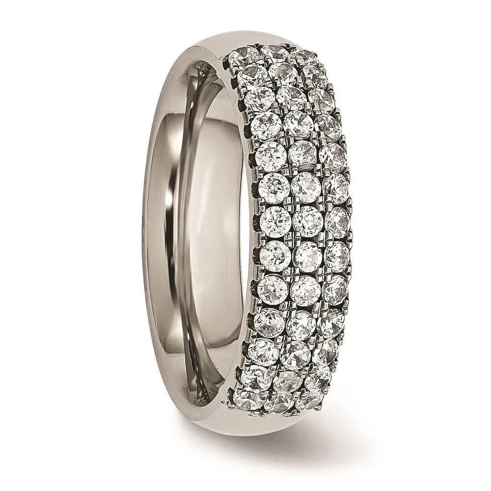 Titanium Multi-row CZ Ring | TB374