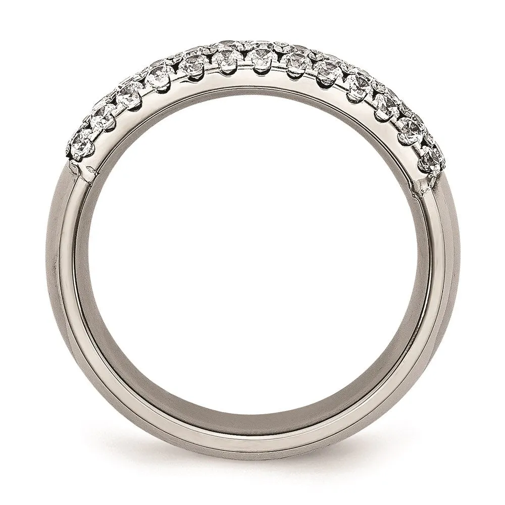 Titanium Multi-row CZ Ring | TB374