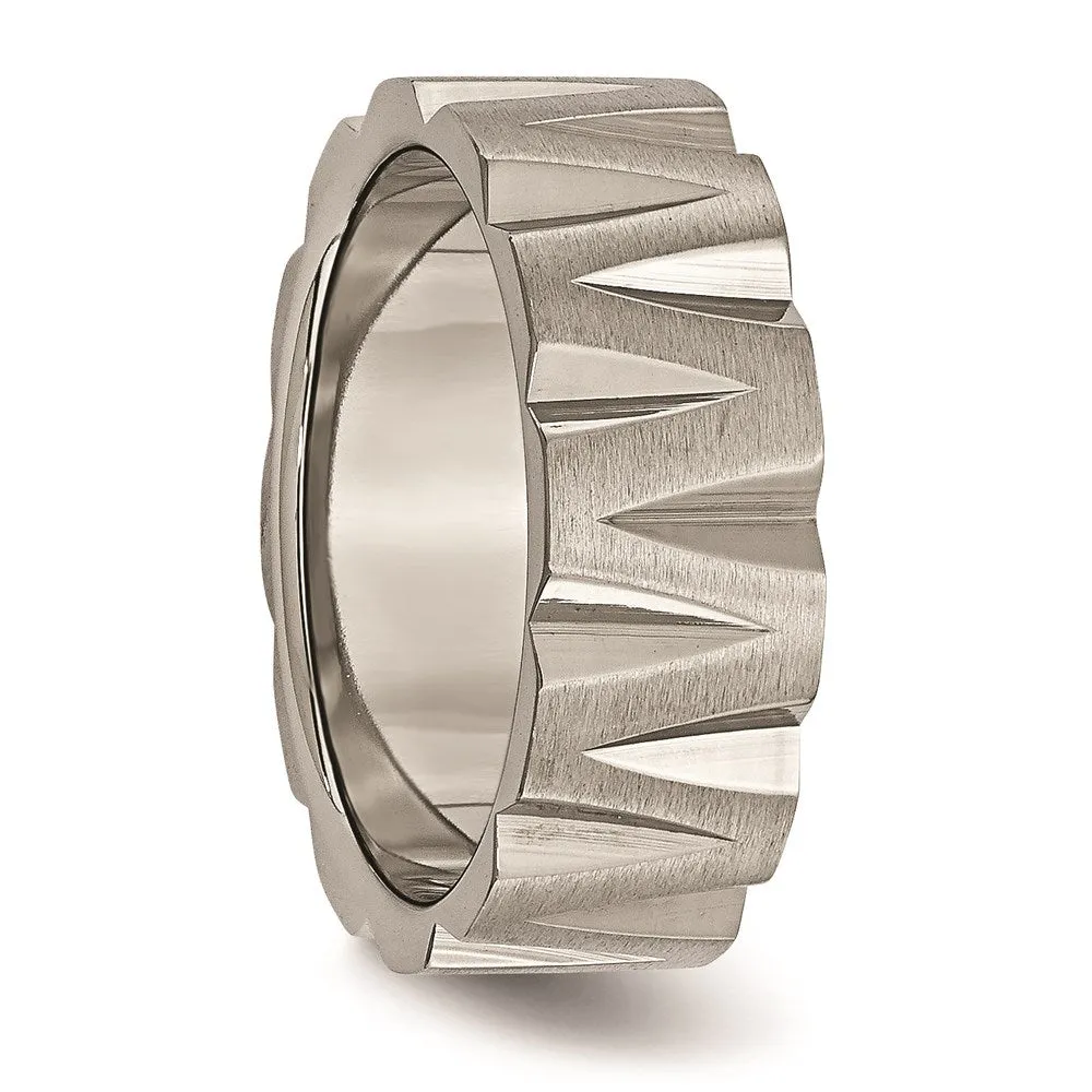Titanium Notched 8mm Satin & Polished Band | TB328