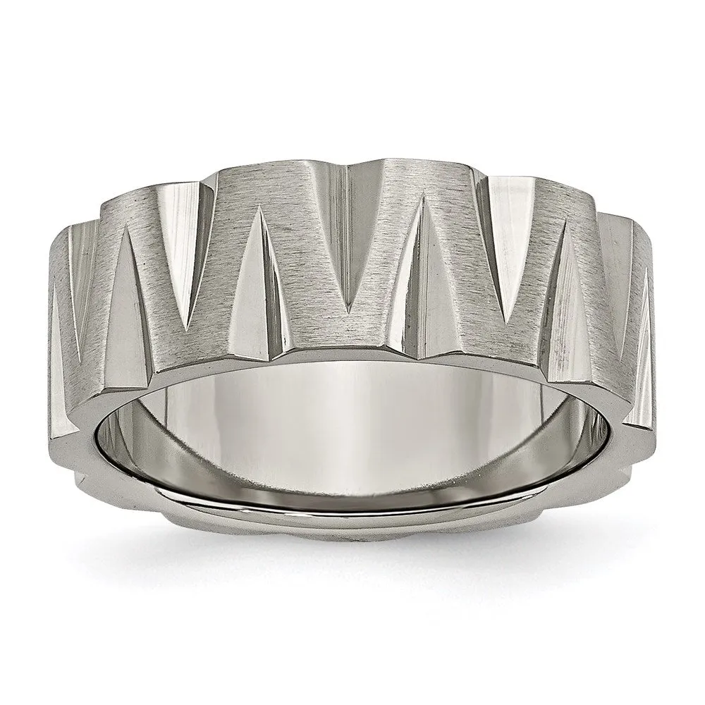 Titanium Notched 8mm Satin & Polished Band | TB328