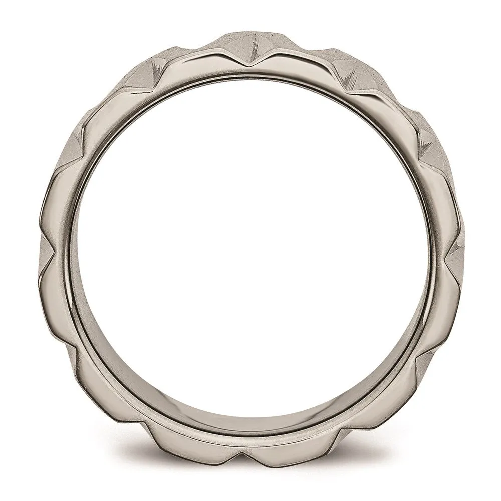 Titanium Notched 8mm Satin & Polished Band | TB328