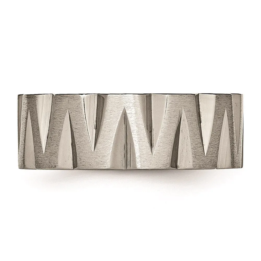 Titanium Notched 8mm Satin & Polished Band | TB328