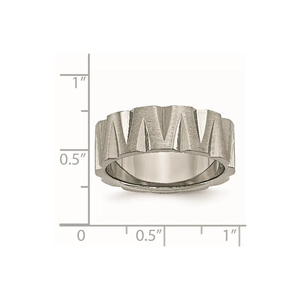 Titanium Notched 8mm Satin & Polished Band | TB328