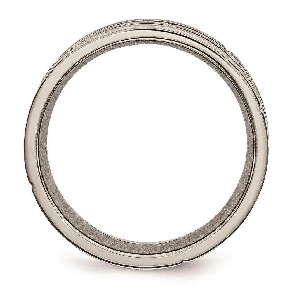 Titanium Notched & Grooved 8mm Polished/Satin Band | TB330