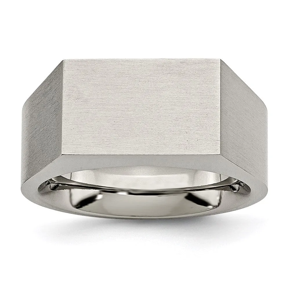 Titanium Polished and Brushed Signet Ring | TB425 