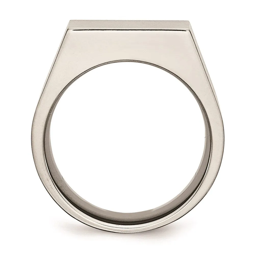 Titanium Polished and Brushed Signet Ring | TB425