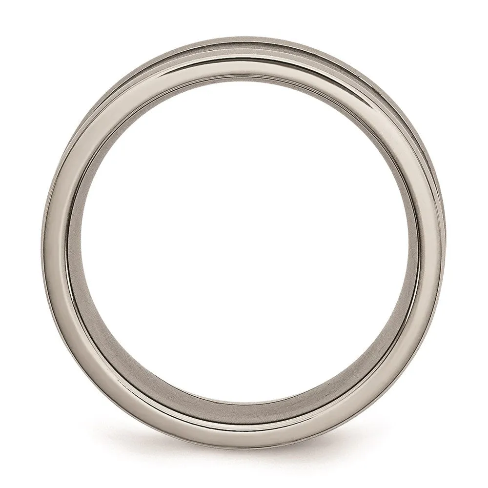 Titanium Polished Black Carbon Fiber Inlay 8mm Band | TB271