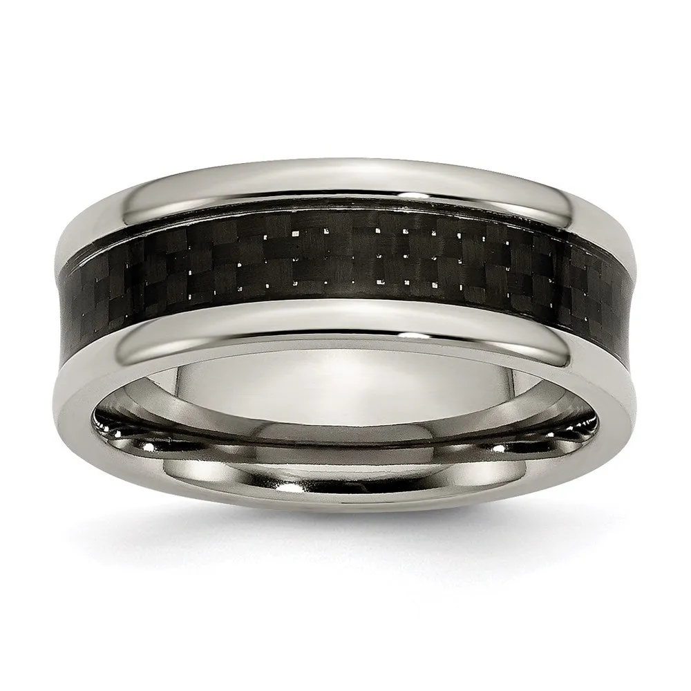 Titanium Polished Black Carbon Fiber Inlay 8mm Band | TB271