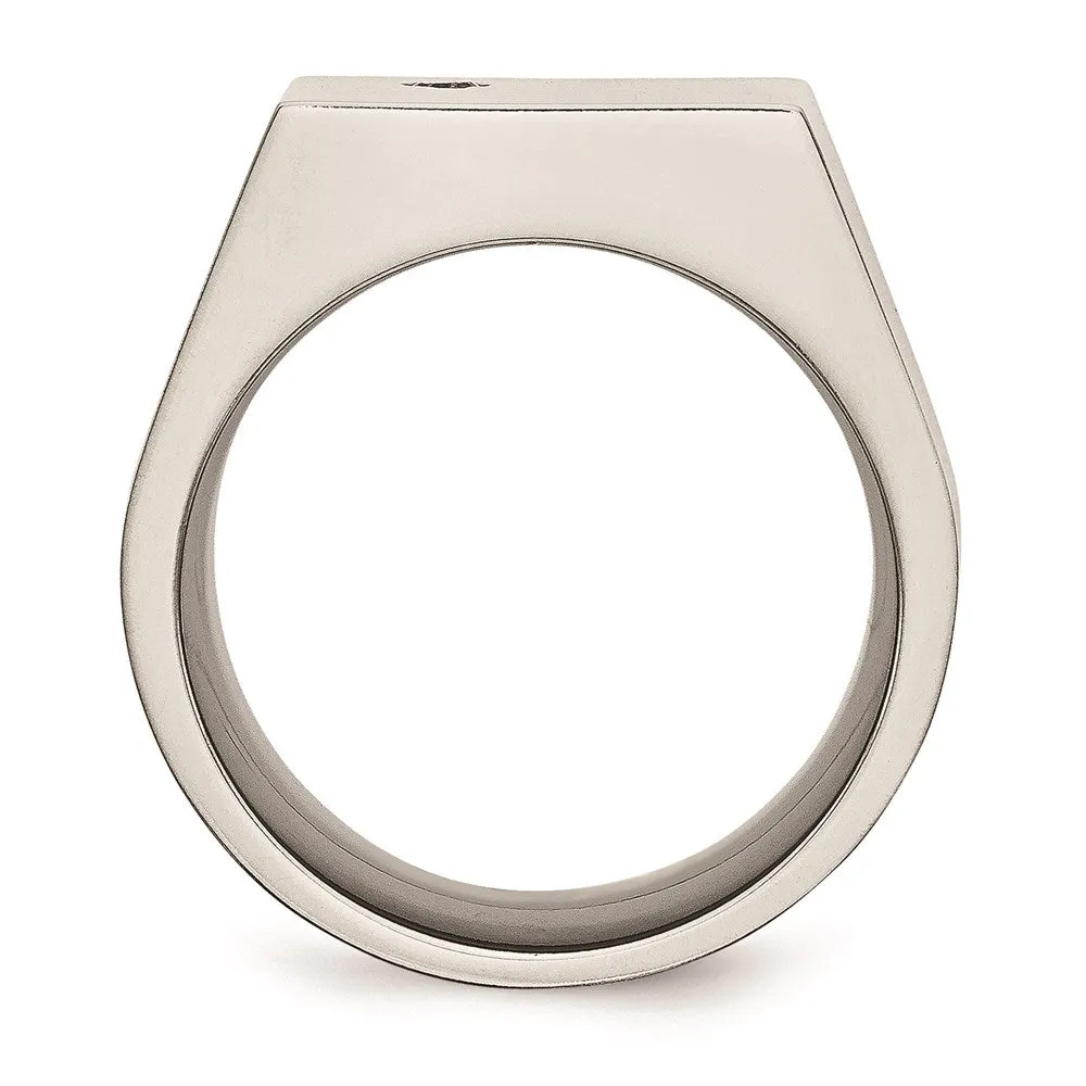 Titanium Polished CZ Signet Ring | TB426