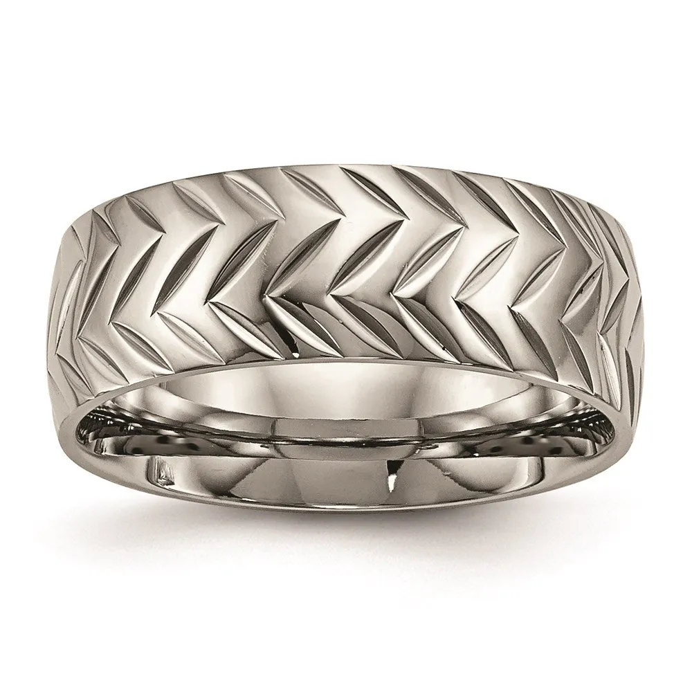 Titanium Polished Diamond Cut Ring | TB455 