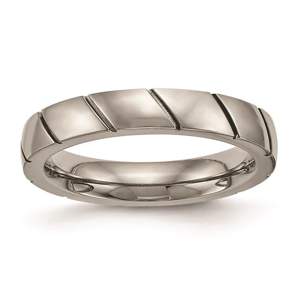 Titanium Polished Grooved Ring | TB482 