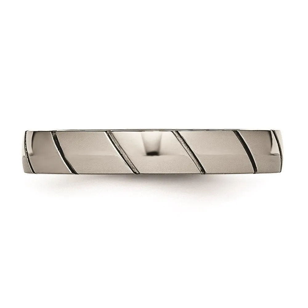 Titanium Polished Grooved Ring | TB482