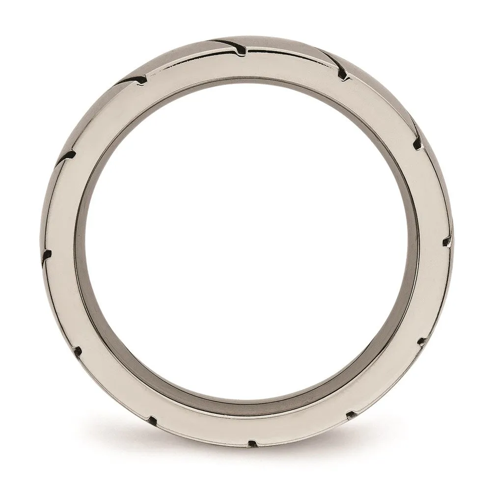 Titanium Polished Grooved Ring | TB482