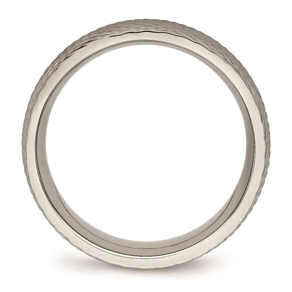 Titanium Polished Textured Ring | TB450