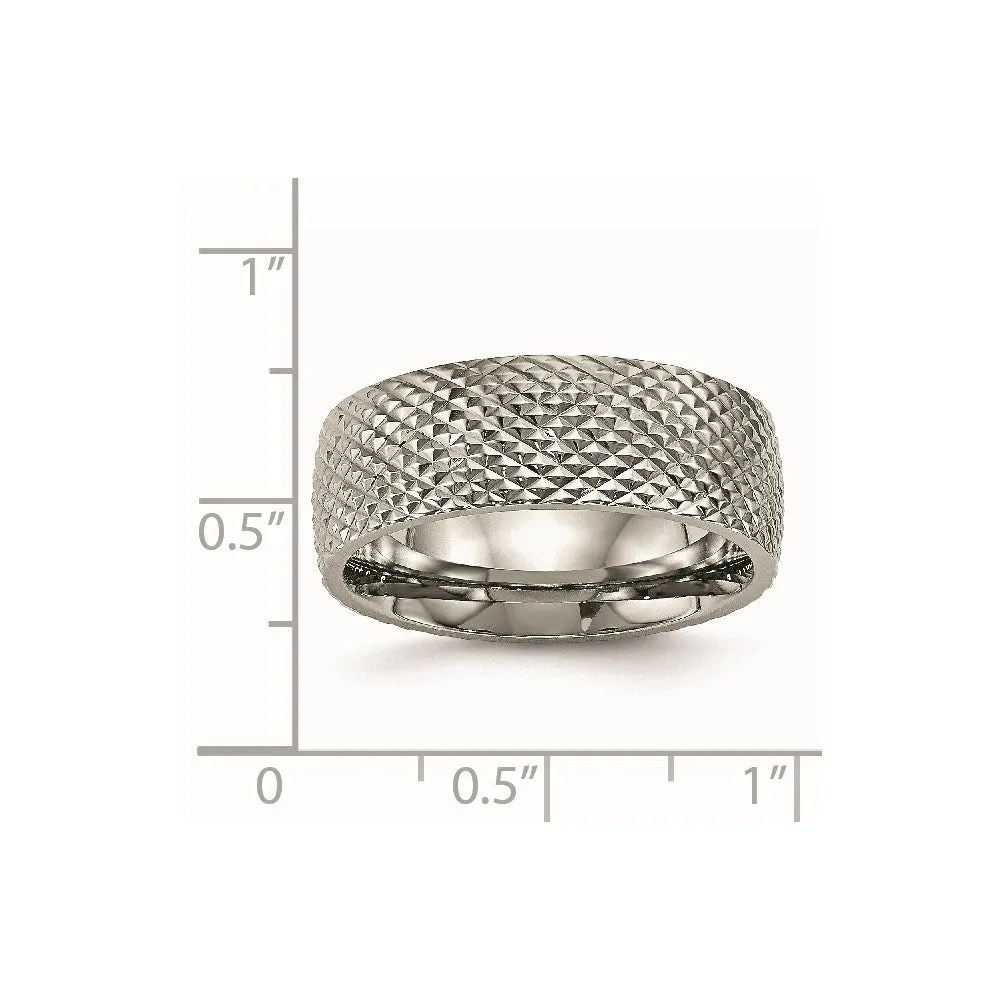 Titanium Polished Textured Ring | TB450