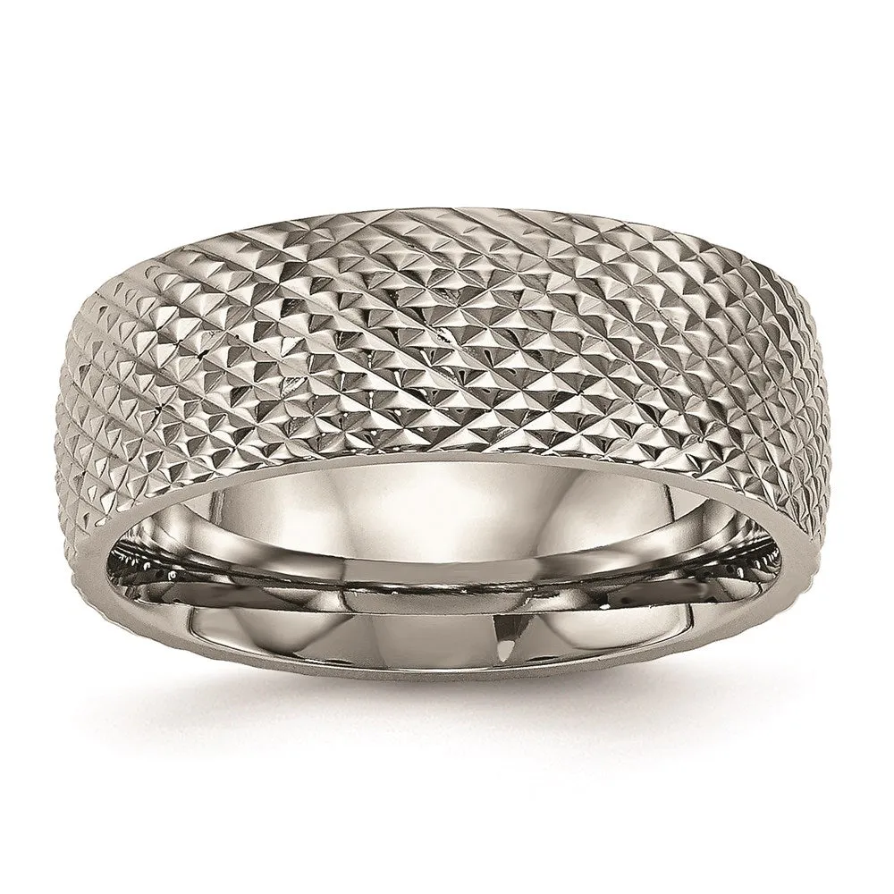 Titanium Polished Textured Ring | TB450