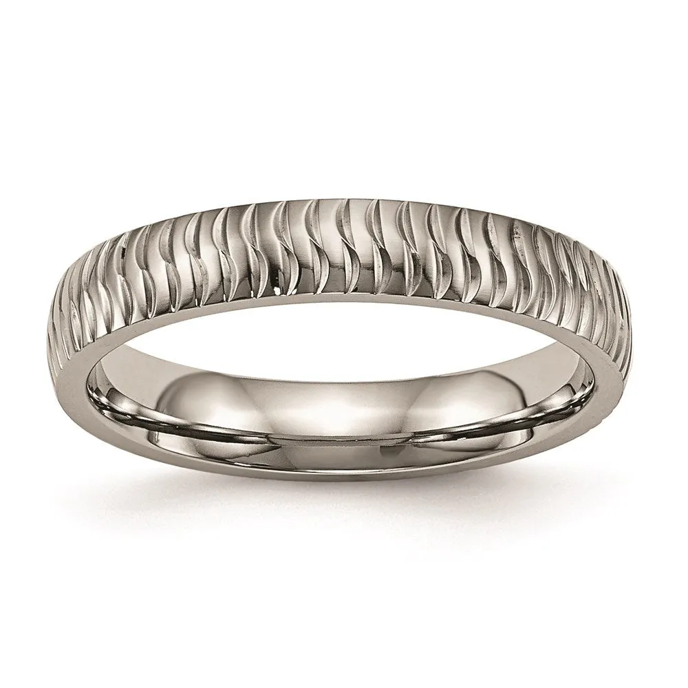 Titanium Polished Textured Ring | TB454