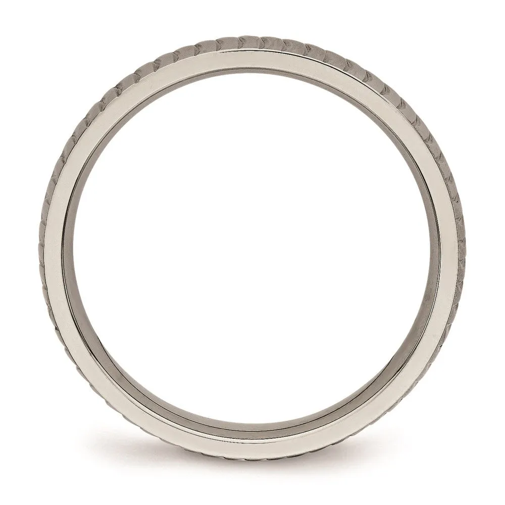 Titanium Polished Textured Ring | TB454