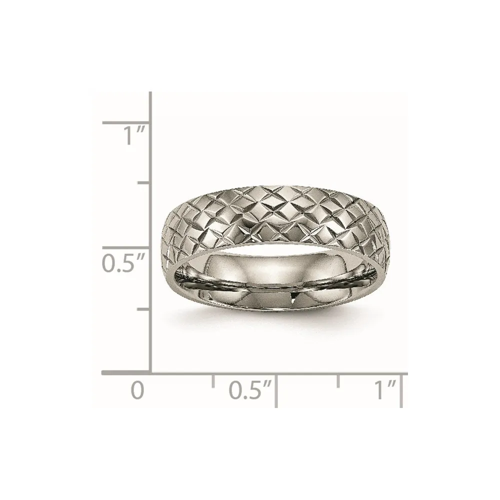 Titanium Polished Textured Ring | TB458