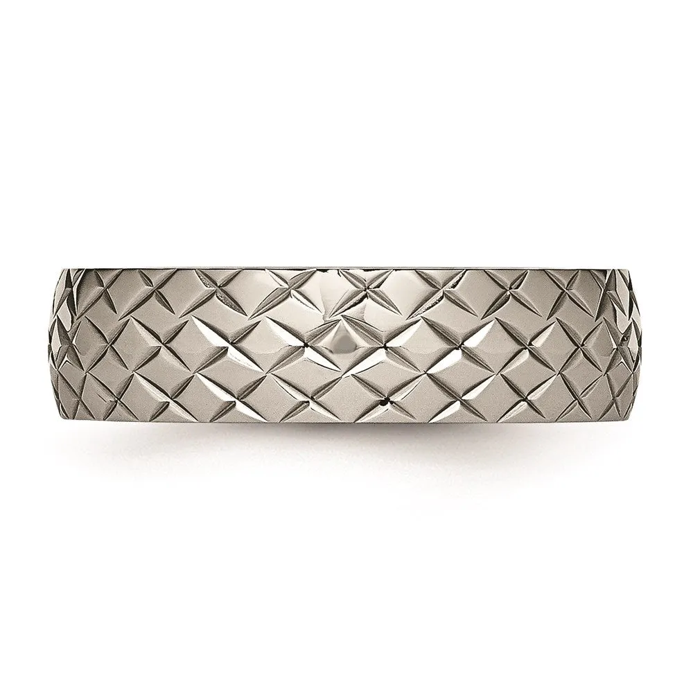 Titanium Polished Textured Ring | TB458