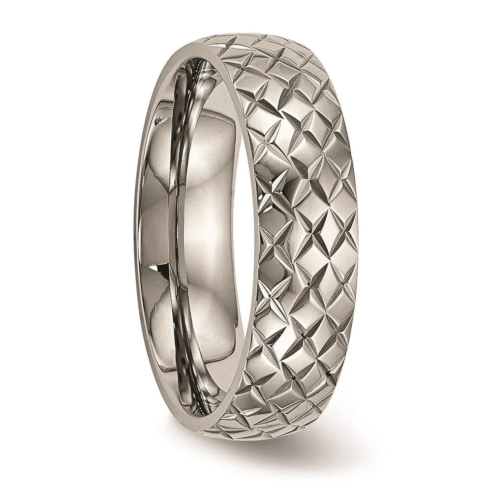 Titanium Polished Textured Ring | TB458