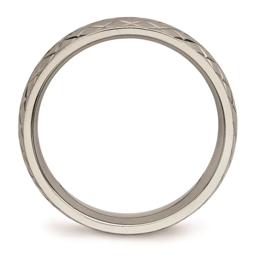 Titanium Polished Textured Ring | TB458
