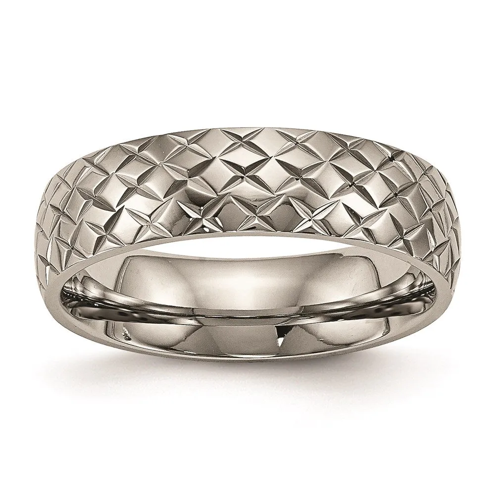 Titanium Polished Textured Ring | TB458 