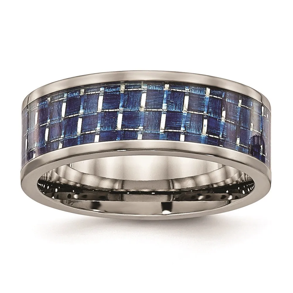 Titanium Polished w/ Blue Carbon Fiber Inlay Band | TB478