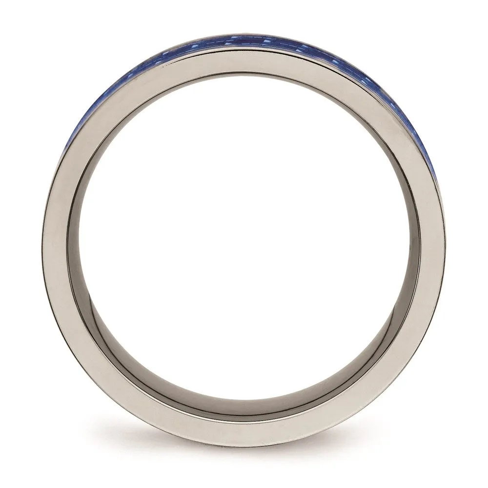 Titanium Polished w/ Blue Carbon Fiber Inlay Band | TB478