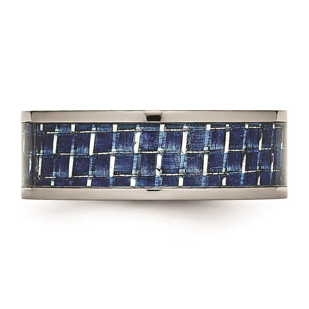Titanium Polished w/ Blue Carbon Fiber Inlay Band | TB478
